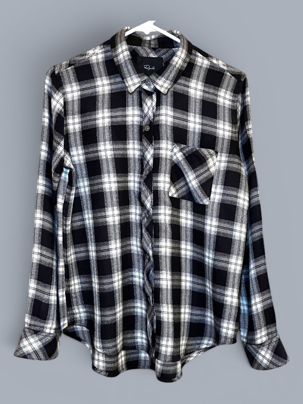 Rails Hunter Midnight Snow Black White Plaid Button Up Shirt Size Medium